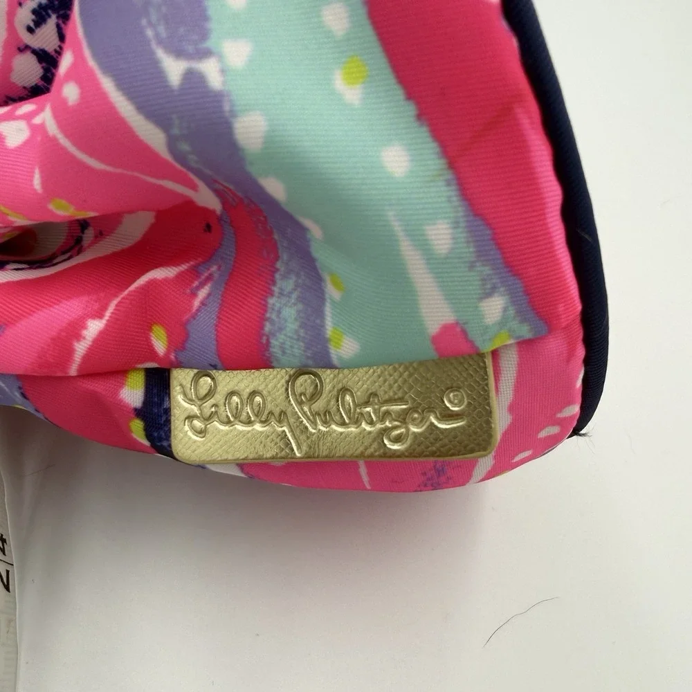 Lilly Pulitzer Pouch Drawstring & Zipper Makeup Bag Dragonfruit Oh My Guava 2 pc